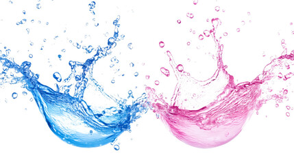 Obraz premium pink and blue water splash isolated on white background
