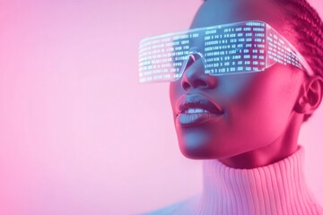 Futuristic Vision in Cybersecurity Woman in Digital Glasses