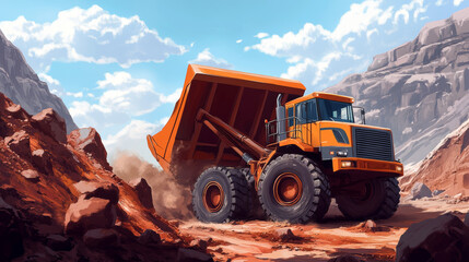 Fototapeta premium Loading works of the particles. Front-end loader loads the truck.