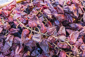 Djerba, Medenine, Tunisia. Dried chili peppers for sale at the Houmt Souk.
