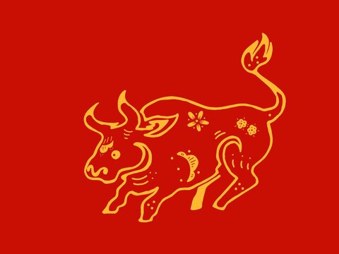 Chinese Zodiac Ox Symbol for Lunar New Year Celebration
