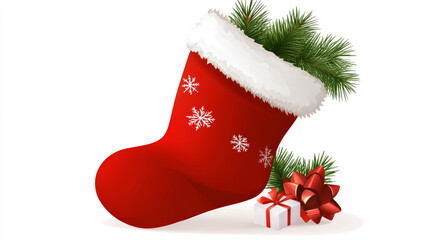 Christmas sock. Christmas sock isolated on a light background. Vector illustration.