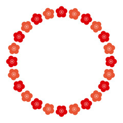 梅の花 赤 フレーム 円 丸 シンプル