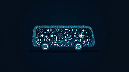 The bus from the particles. The bus consists of circles and points. Vector illustration.
