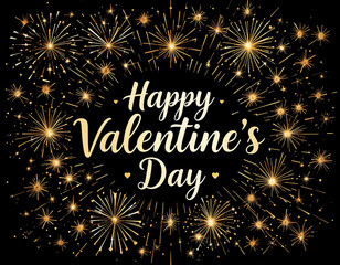 Happy valentine's day message and typography text with fireworks pictures