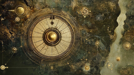 Fototapeta premium Geo point of the particles. Geo mark consists of circles and points. Vector illustration.
