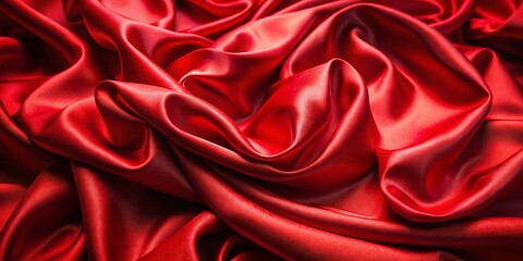 Obraz premium Abstract Red Silky Wavy Satin Fabric Texture Background - Square Wallpaper