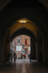 Fototapeta premium Tunnel vision view from a porticoes in Bologna, Italy
