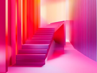 Obraz premium Harmonious color gradients in vibrant pink