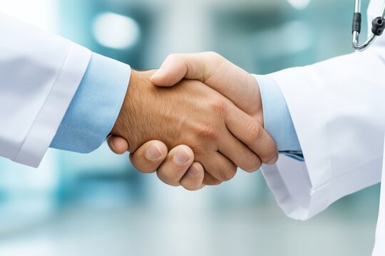 Successful collaboration between doctor and technology specialist in modern healthcare office setting emphasizing teamwork and innovation in medical field