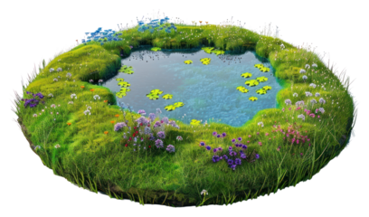 PNG Flat floating island flowers nature water.