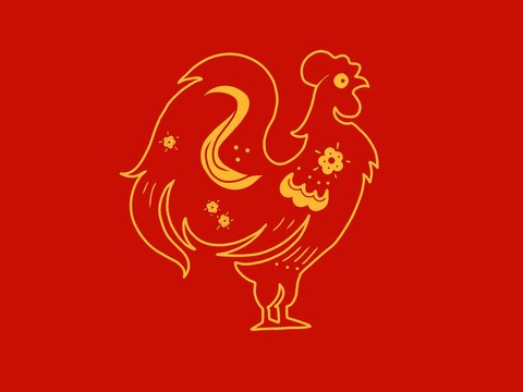 Chinese Zodiac Rooster Symbol for Lunar New Year Celebration