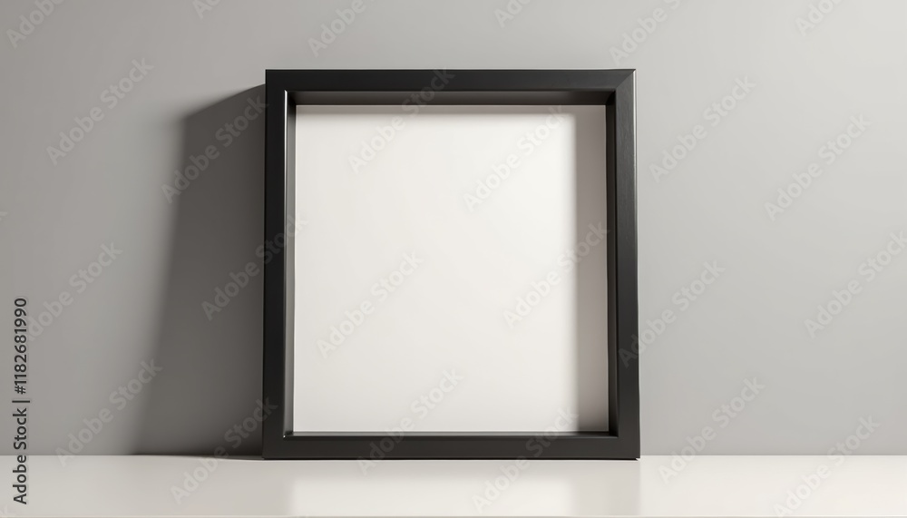 Leinwandbilder realistic shadow box frame mockup with minimal artwork inside, displayed on a neutral surface with s