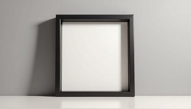 Realistic shadow box frame mockup with minimal artwork inside, displayed on a neutral surface with soft lighting