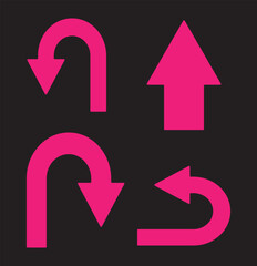 go straight this way one way only u turn left and right black arrow sign vector illustration. EPS 10. © Artopedia_1