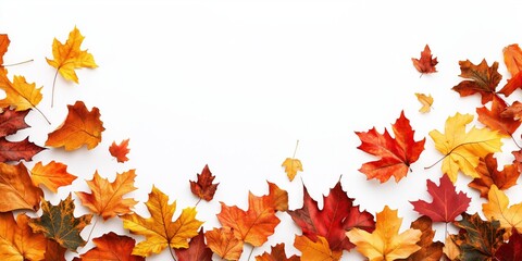 Colorful Fall Leaves on White &ndash; Autumn Border
