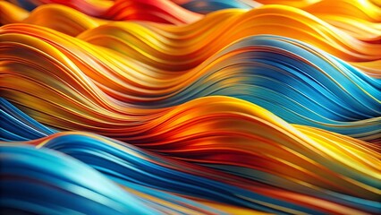 Abstract Wave Design: Vibrant Yellow, Orange & Blue Curves - Tilt-Shift Wallpaper Background