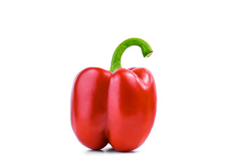 Bright red sweet pepper close-up on a white background.illustration on the theme of healthy eating, fresh vegetables and cooking.