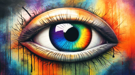 Abstract artwork, close-up of human eyeball.
