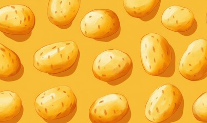 Fototapeta premium raw potato pattern on yellow background