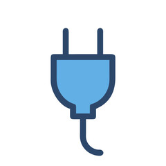 Obraz premium Flat Design Blue Electric Plug Icon For Power Connection