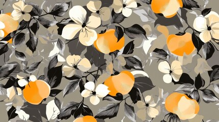 Stunning Floral and Fruit Pattern Design for Textiles or Wallpaper