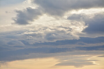 Blue sky with grey clouds in winter