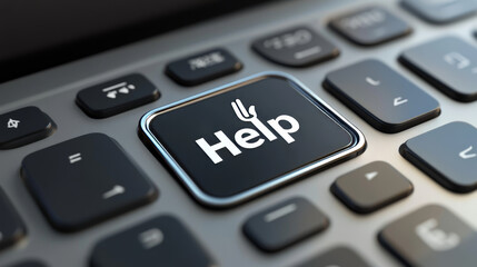 Computer keyboard, close-up button with the image of a hand with finger up. 3D render of a laptop keyboard