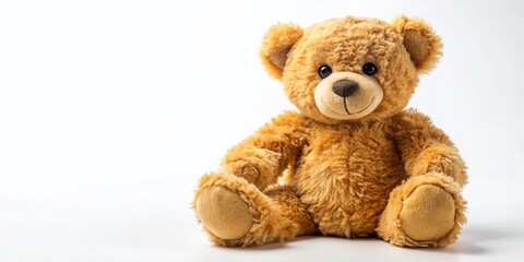 Obraz premium Adorable Fluffy Teddy Bear Isolated on White Background - Perfect for Kids' Products