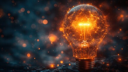 A glowing light bulb with a network design, symbolizing innovation and technology.