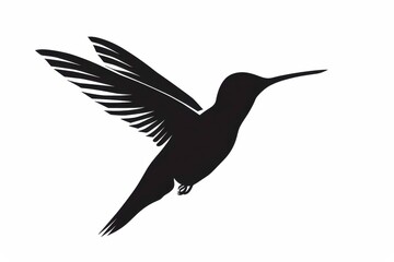 Fototapeta premium Graceful hummingbird silhouette against serene gray backdrop