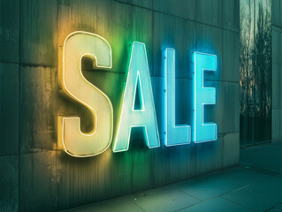 Neonowy napis Sale. Podświetlany tekst wyprzedaż