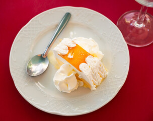 Ice cream with whiskey. Sweet dessert after a delicious dinner