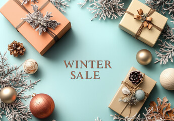 Napis Zimowa wyprzedaż, na tapecie. Tekst Winter Sale 