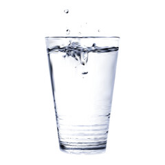 Realistic glass water isolated on white background. 3d glass water