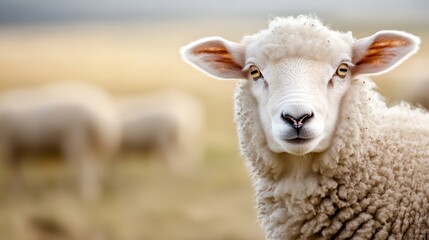 Fototapeta premium a sheep with a lot of sheep in the background
