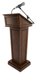 Microphone on a stand. Tribune is isolated on a transparent background.