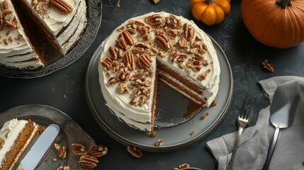 A Stunningly Delicious Pecan-Topped Pumpkin Cake: A Fall Dessert Masterpiece