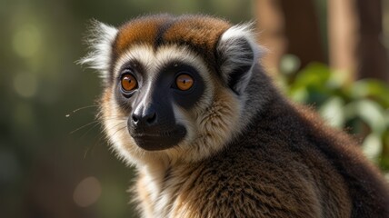 Fototapeta premium Close-up portrait of a red-fronted lemur.