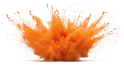 A orange smoke explosion or splash isolated on white background 