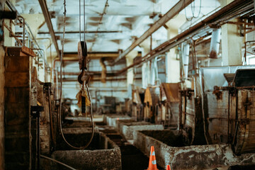 The rawhide workshop is a part of the tannery where light tanning is carried out. Soaking and ash-making processes. Specialized equipment for the operation of the rawhide shop,