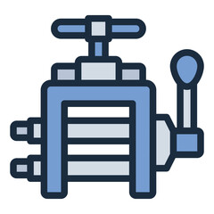 Rolling mill machine filled line icon used in metal shaping