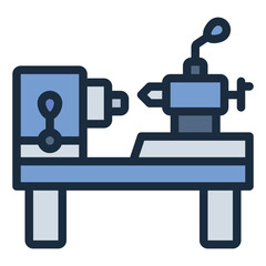 Metal lathe machine filled line icon for industrial machining engineering