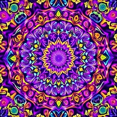 Vibrant Psychedelic Mandala Background