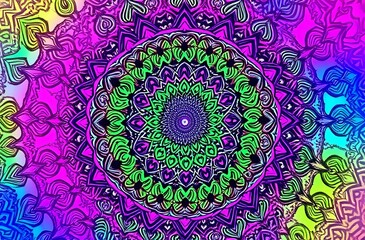 Fototapeta premium Vibrant Mandala Dreamscapes - Psychedelic Colorful Background