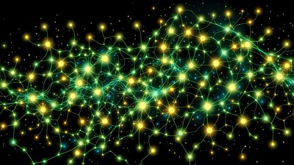 Obraz premium Galactic Neural Network - Bioluminescent Lines & Dots in Vibrant Hues