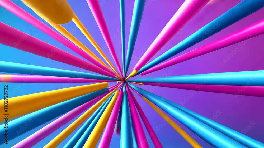 Wall mural vibrant abstract design with colorful lines and tubes converging to create dynamic and energetic vis