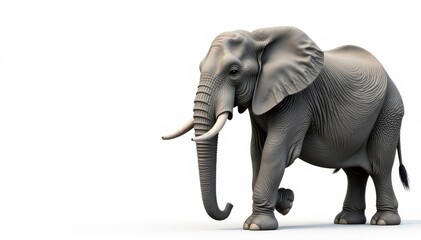 Obraz premium Large grey elephant isolated on white backdrop, mammal, isolated