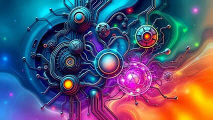 Futuristic Circuit Board Wallpaper - Biomechanical Abstract Design