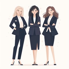 Three confident businesswomen posing in professional attire